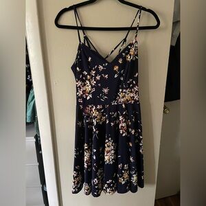 Floral Navy Spaghetti-Strap Dress